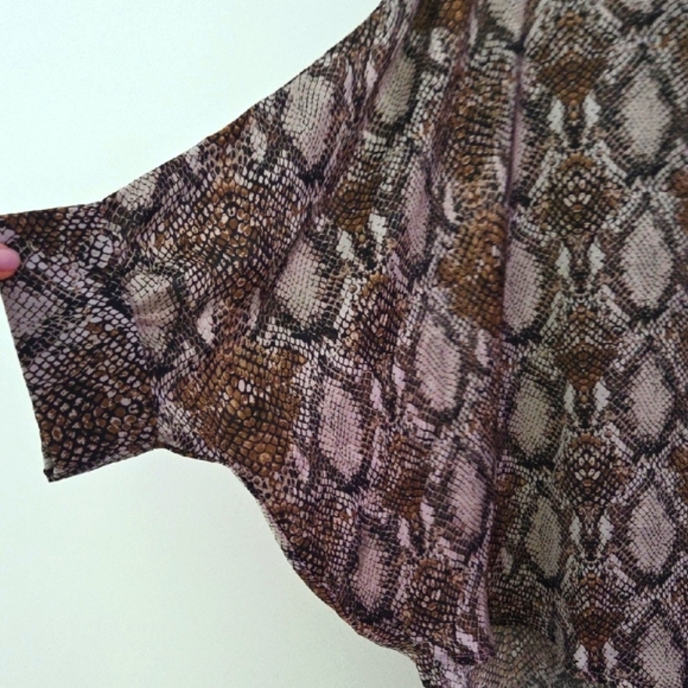 Alembika Brown Python Snakeskin Print Button-Up B… - image 4